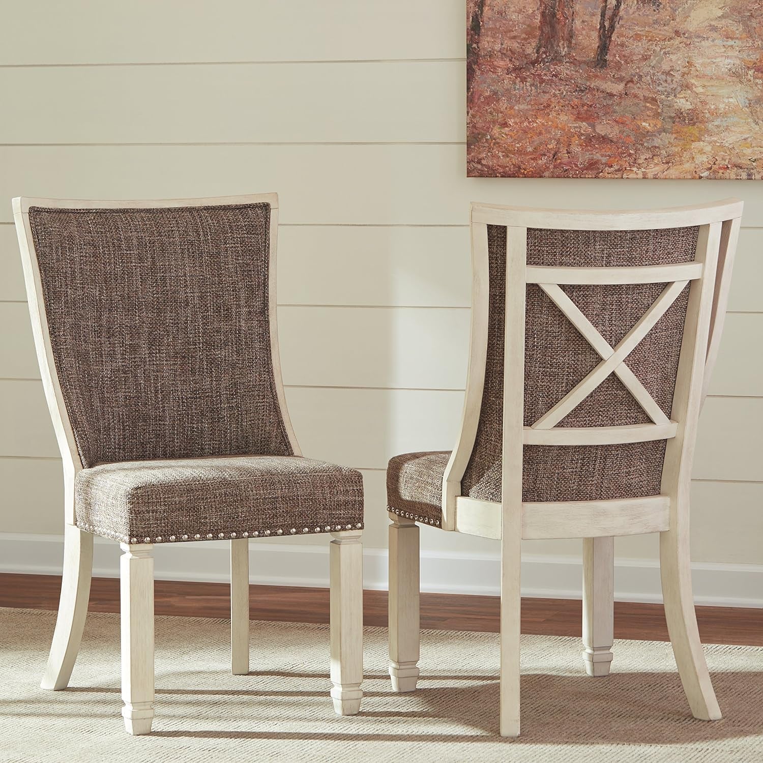 Bolanburg Modern Farmhouse Upholstered Dining Chairs Brown-3