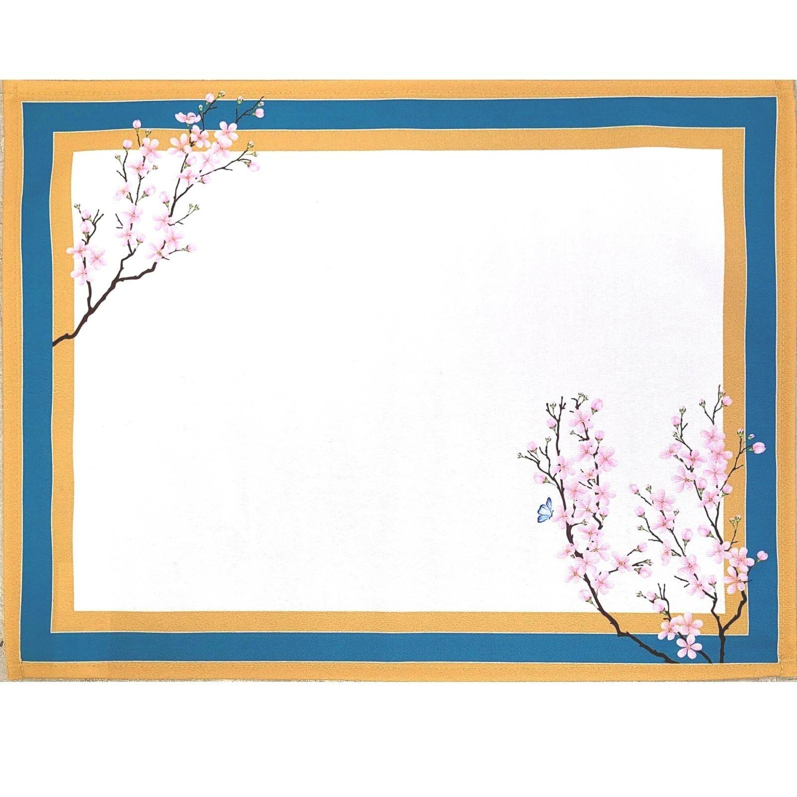 Set of 4 Waterproof Rectangular Placemats Ring Oriental Cherry 17X13 - Loft&Timber