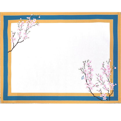 Set of 4 Waterproof Rectangular Placemats Ring Oriental Cherry 17X13 - Loft&Timber
