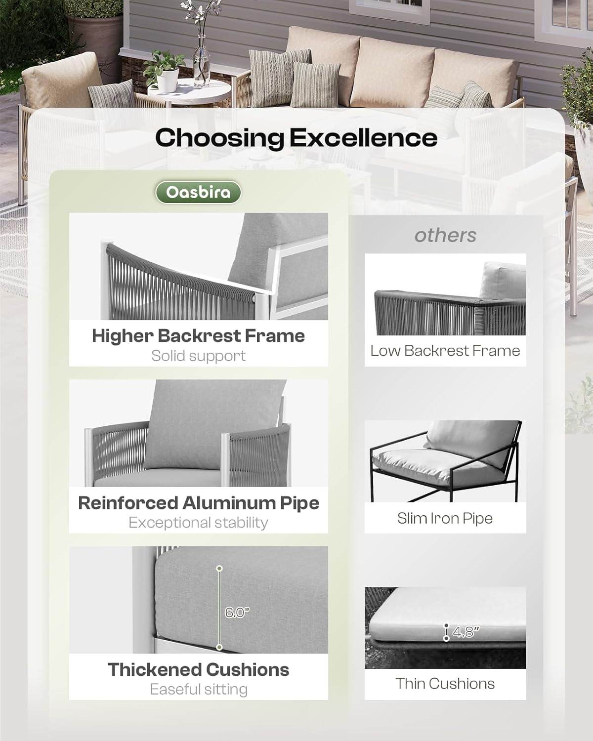 Modern Aluminum Outdoor Patio Furniture Set with Cushions - Loft&Timber