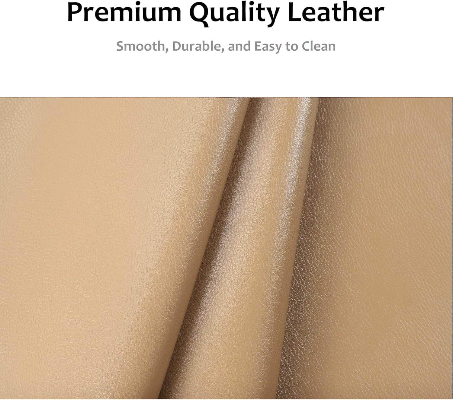 Leather Recliner Chair, Manual Recliner W/Comfortable Arms and Cup Holders for Living Room CF8011 - Khaki, Medium - Loft&Timber