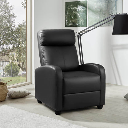 Black PU Leather Recliner Sofa with Thick Cushion - Loft&Timber