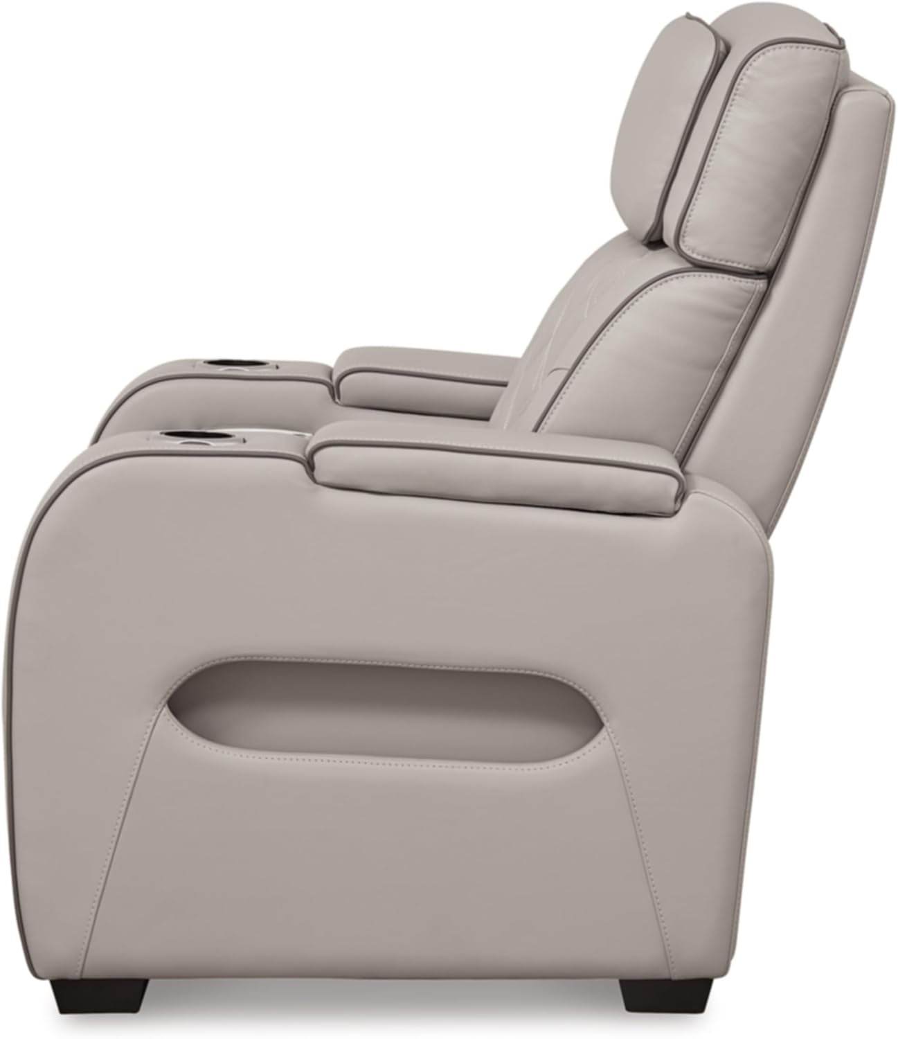 Boyington Contemporary Leather Match Power Recliner, Light Gray - Loft&Timber