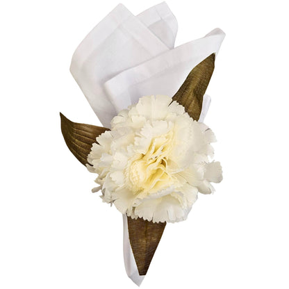 Maison Charlô | Set of 4 White Carnation Flower Napkin Rings for events, wedding, party, birthday - Loft&Timber