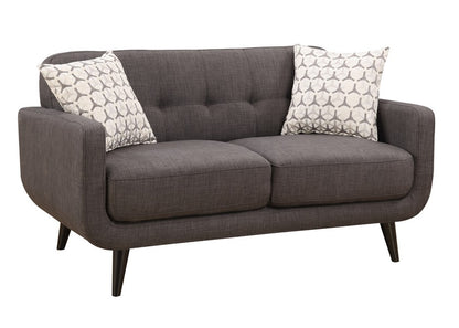61" Charcoal And Black Loveseat and Toss Pillows - Loft&Timber