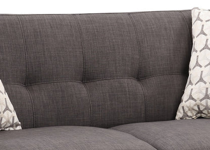 61" Charcoal And Black Loveseat and Toss Pillows - Loft&Timber