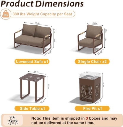 Outdoor Aluminum Patio Furniture Set with Fire Pit - Loft&Timber