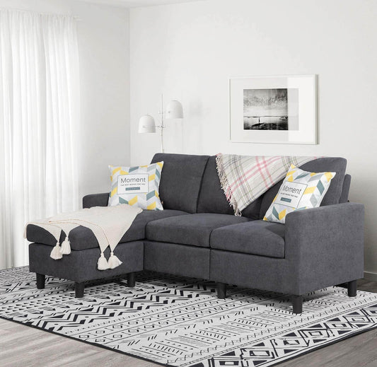 Linen L-Shaped Sectional Sofa-0