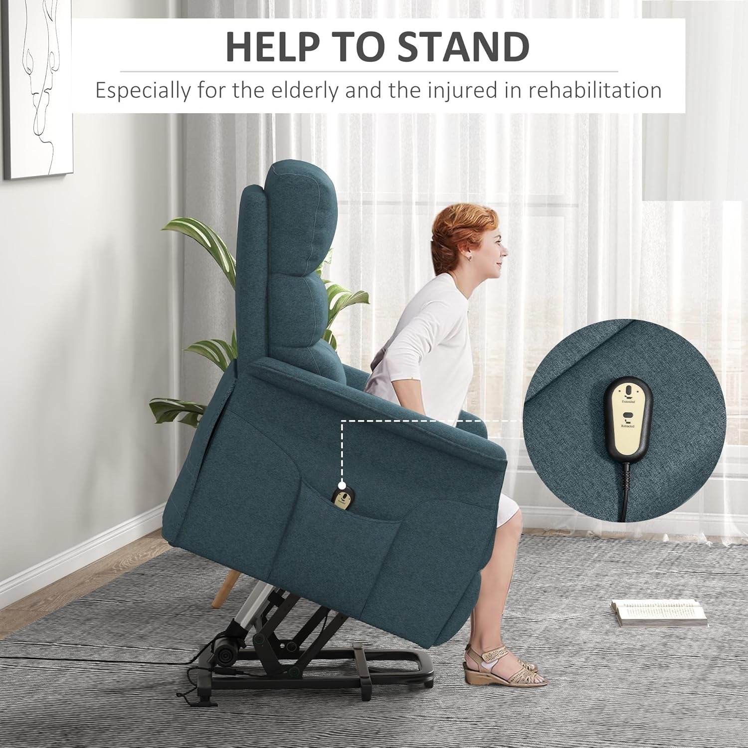 Power Lift Recliner Chair in Blue - Loft&Timber