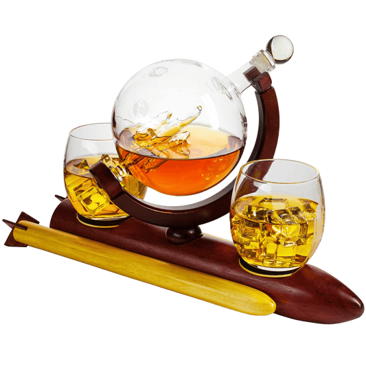 Rocket Whiskey Decanter Set, Solar System With Planets Globe Decanter - Loft&Timber