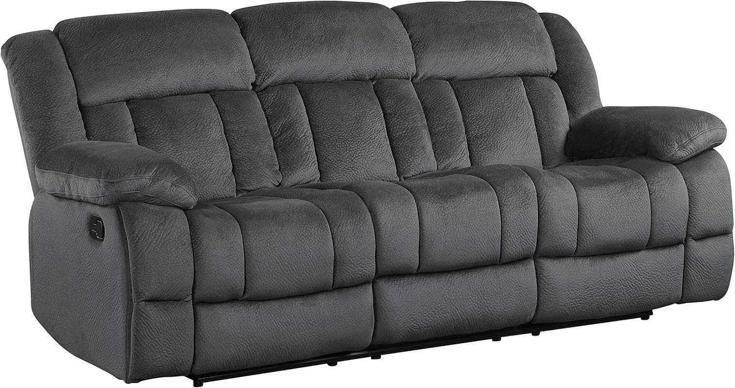 Home Theater Seating, Wall Hugger Manual Reclining Sofa, 3-Seat Dual Recliner Sofa for Living Room, 90’’W Sofa, Charcoal - Loft&Timber