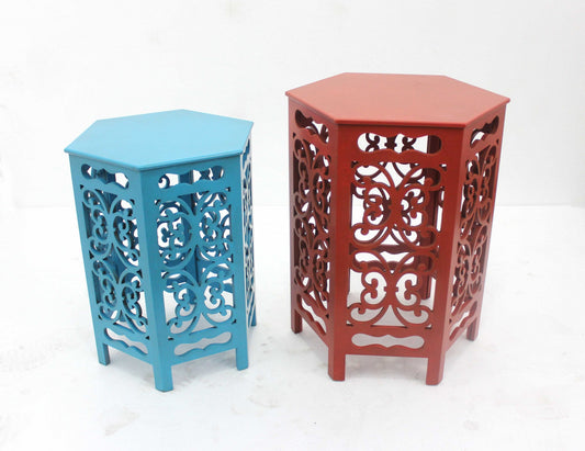 16" Red Wood End Tables - Loft&Timber