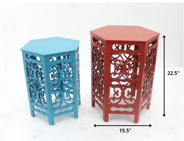 16" Red Wood End Tables - Loft&Timber