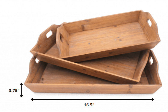 Set of Three Brown Wood Serving Tray - Loft&Timber