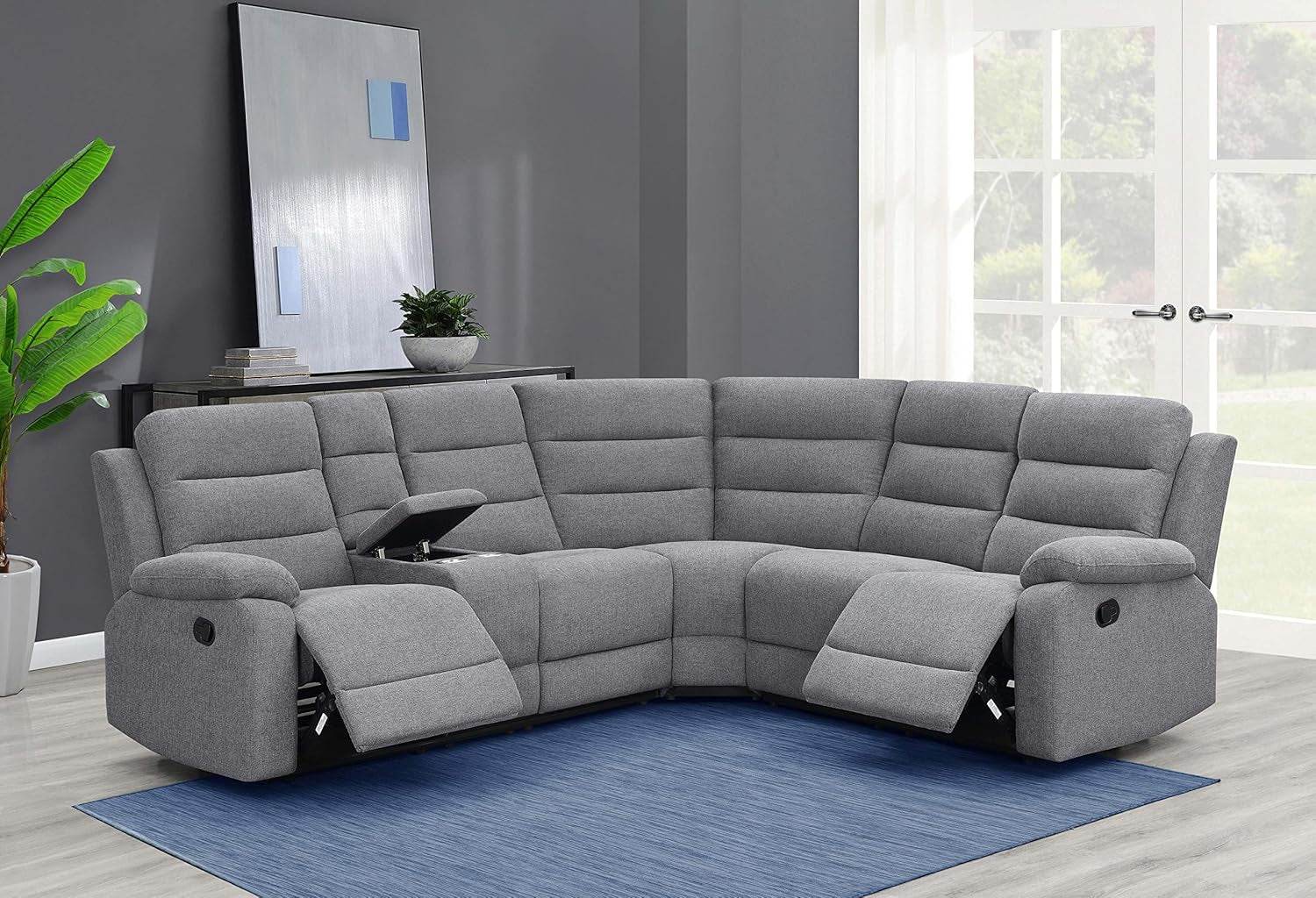 David 3-Piece Motion Sectional Sofa in Smoke - Loft&Timber