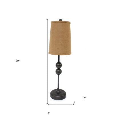29" Bronze Bedside Lamp With Brown Shade - Loft&Timber