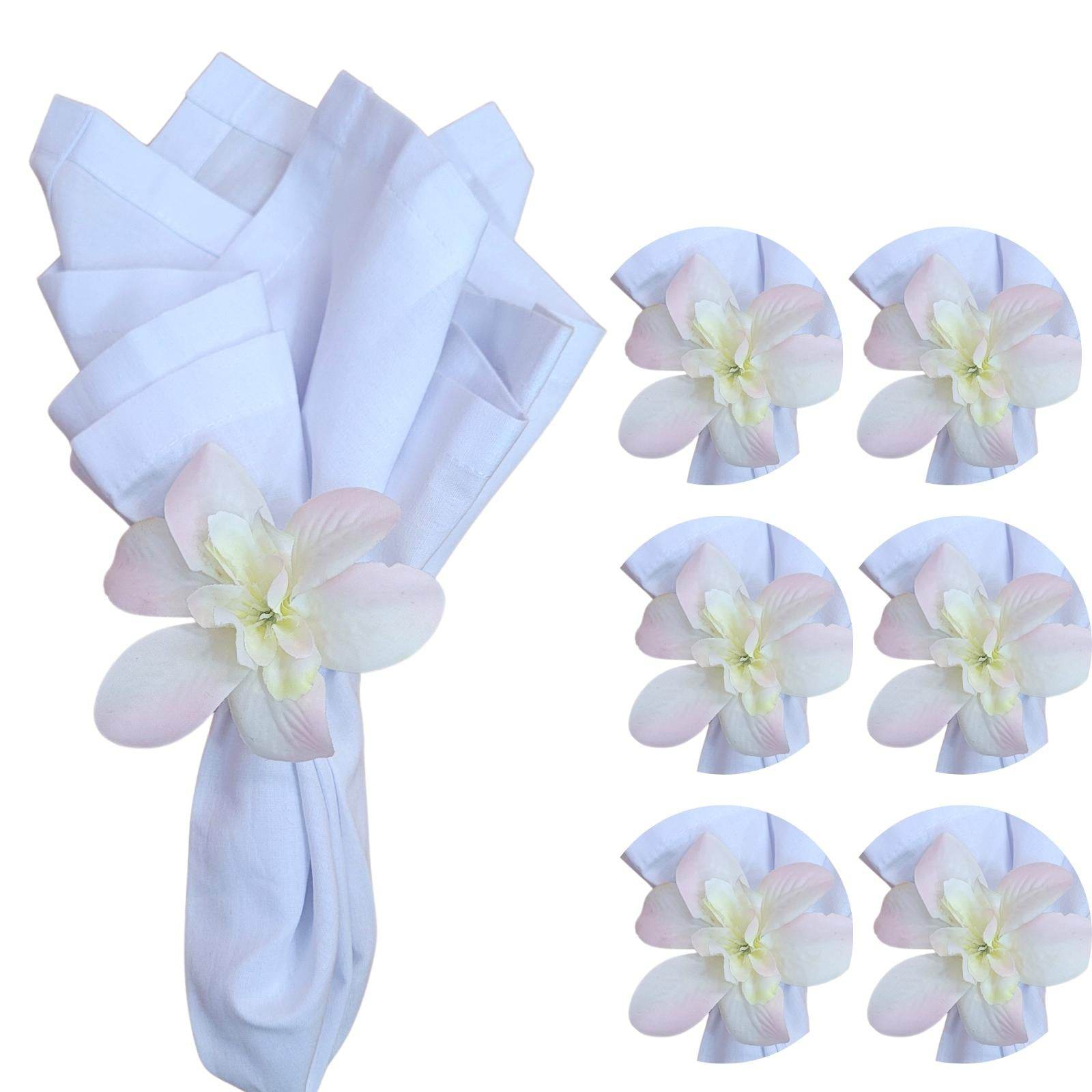 Sets 6 or 12 Mini Orchid Off White Mixed Rose Flower Napkin Rings - Loft&Timber