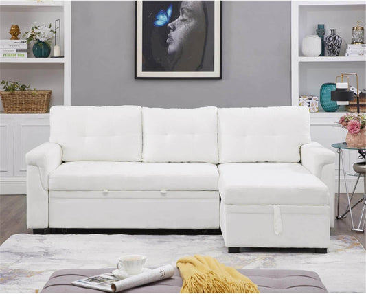 L-Shape Velvet Sleeper Sofa with Storage-0