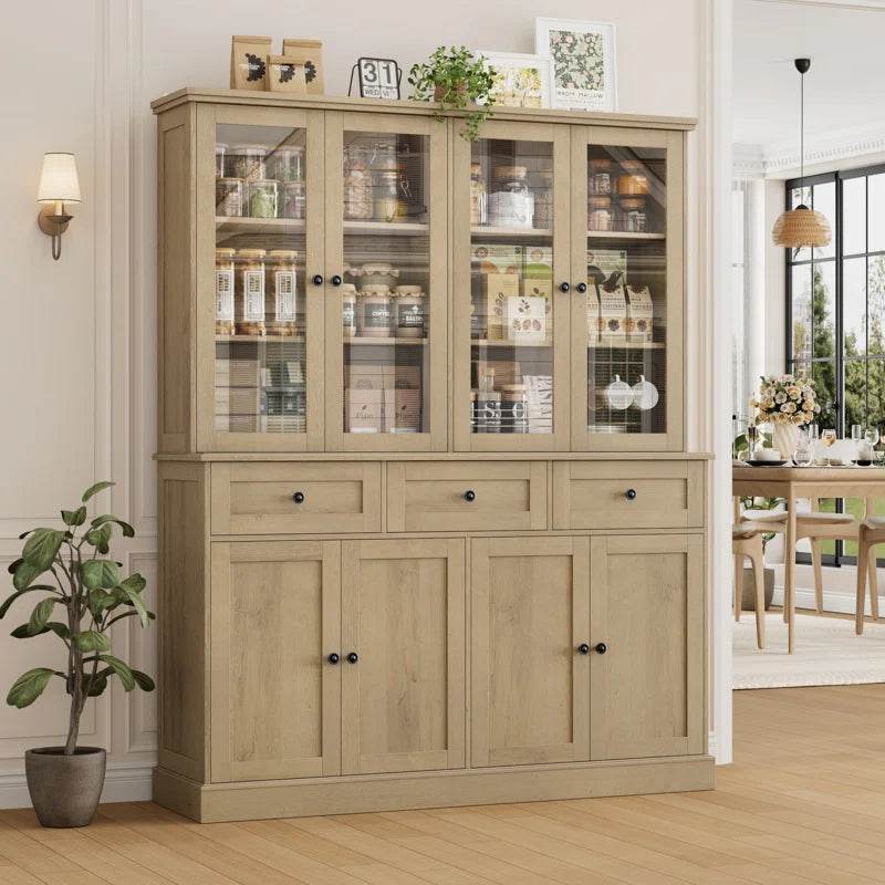 Eco Friendly Wood Three Drawer Pantry Cabinet Shelves - Loft&Timber