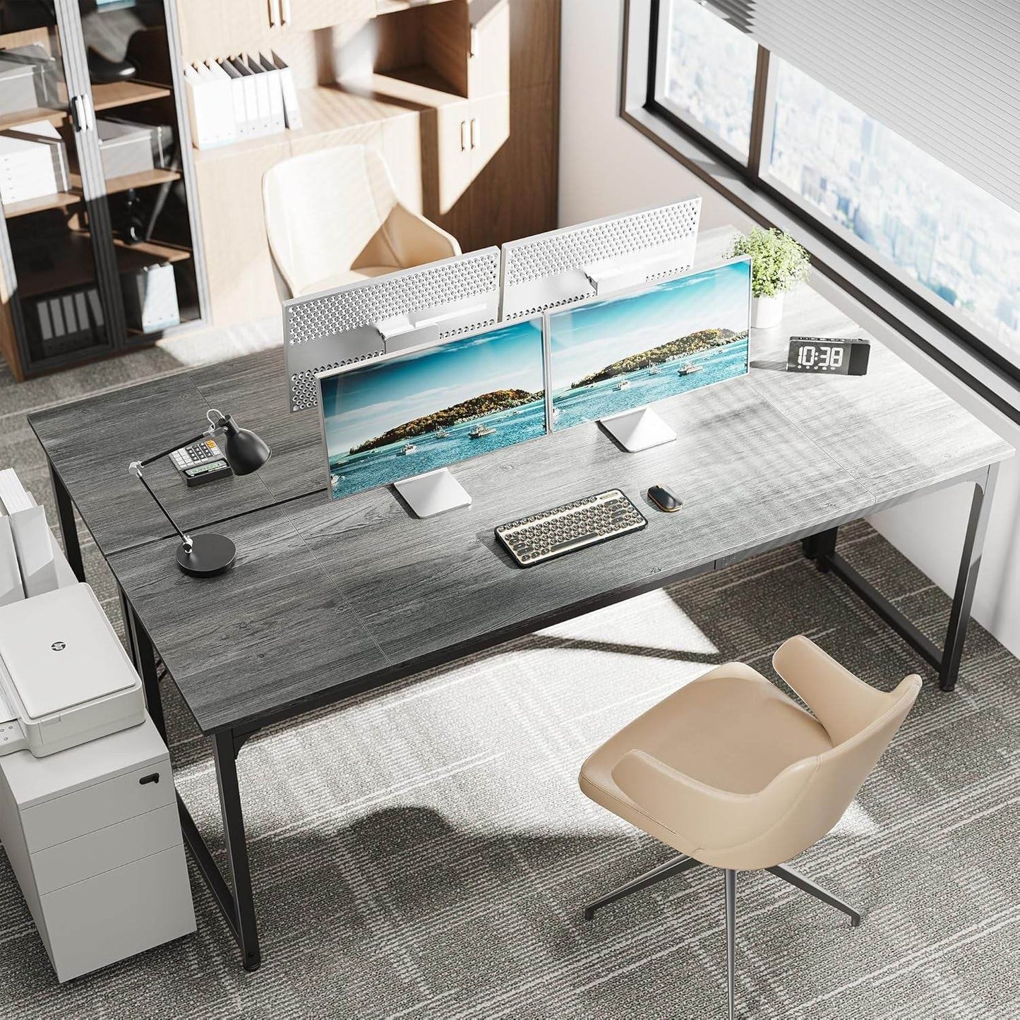 Computer Desk, 80 Inch in Grey - Loft&Timber