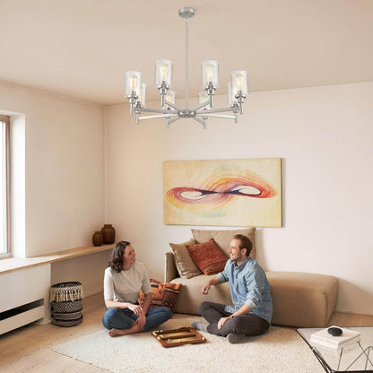 8 Light Brushed Nickel Chandelier - Loft&Timber