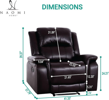 Katie Leather Recliner Sofa Set, Manual Recliner Sofa Couch - Living Room Furniture Set, Leather Reclining Sofa Recliner Couch for Office Home, Living Room Sofa Recliners, Air Leather, Espresso-3