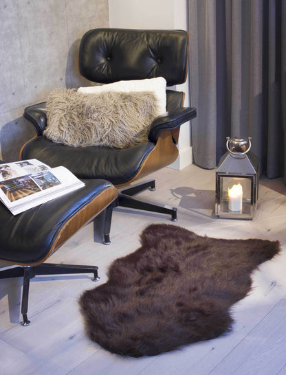 2' X 3' Chocolate Faux Sheepskin Shag Area Rug - Loft&Timber