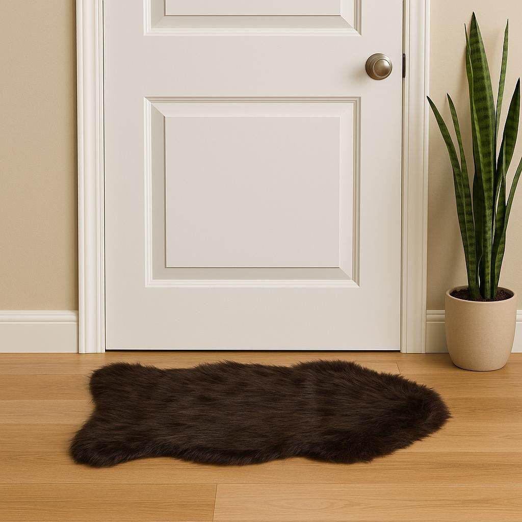 2' X 3' Chocolate Faux Sheepskin Shag Area Rug - Loft&Timber