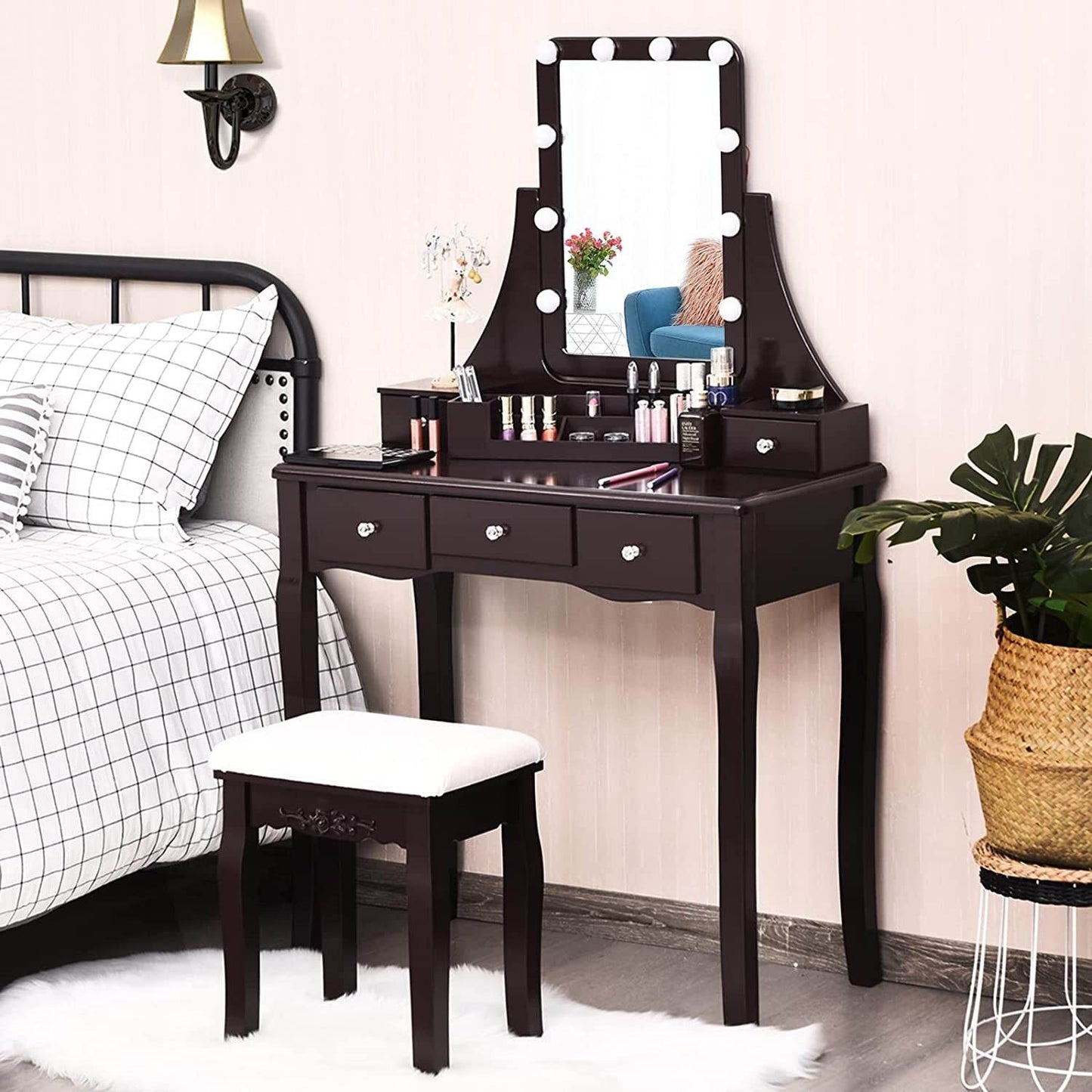 Brown Vanity Set with 10 LED Lights - Loft&Timber