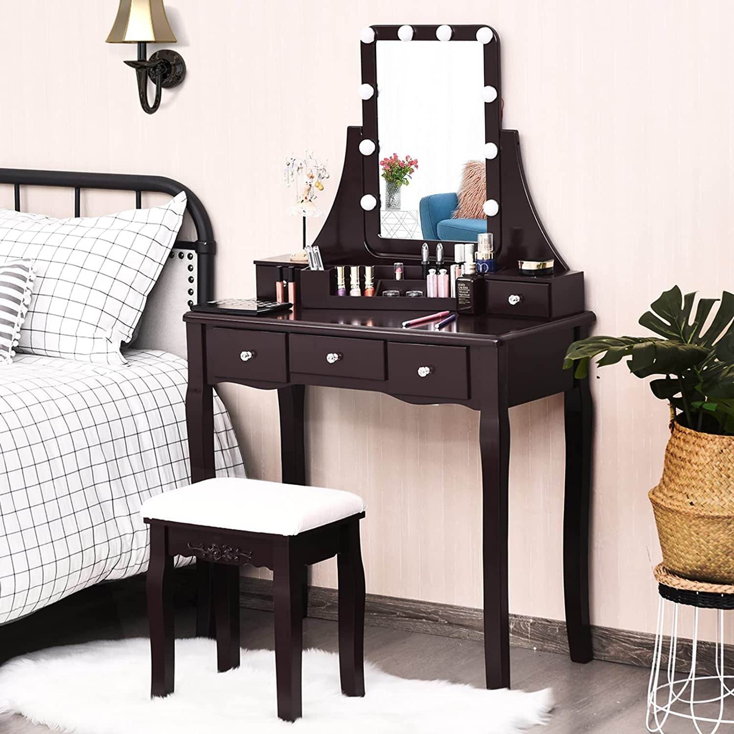 Brown Vanity Set with 10 LED Lights - Loft&Timber