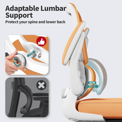 Office Chair with Adjustable Lumbar Support in (Orange) - Loft&Timber