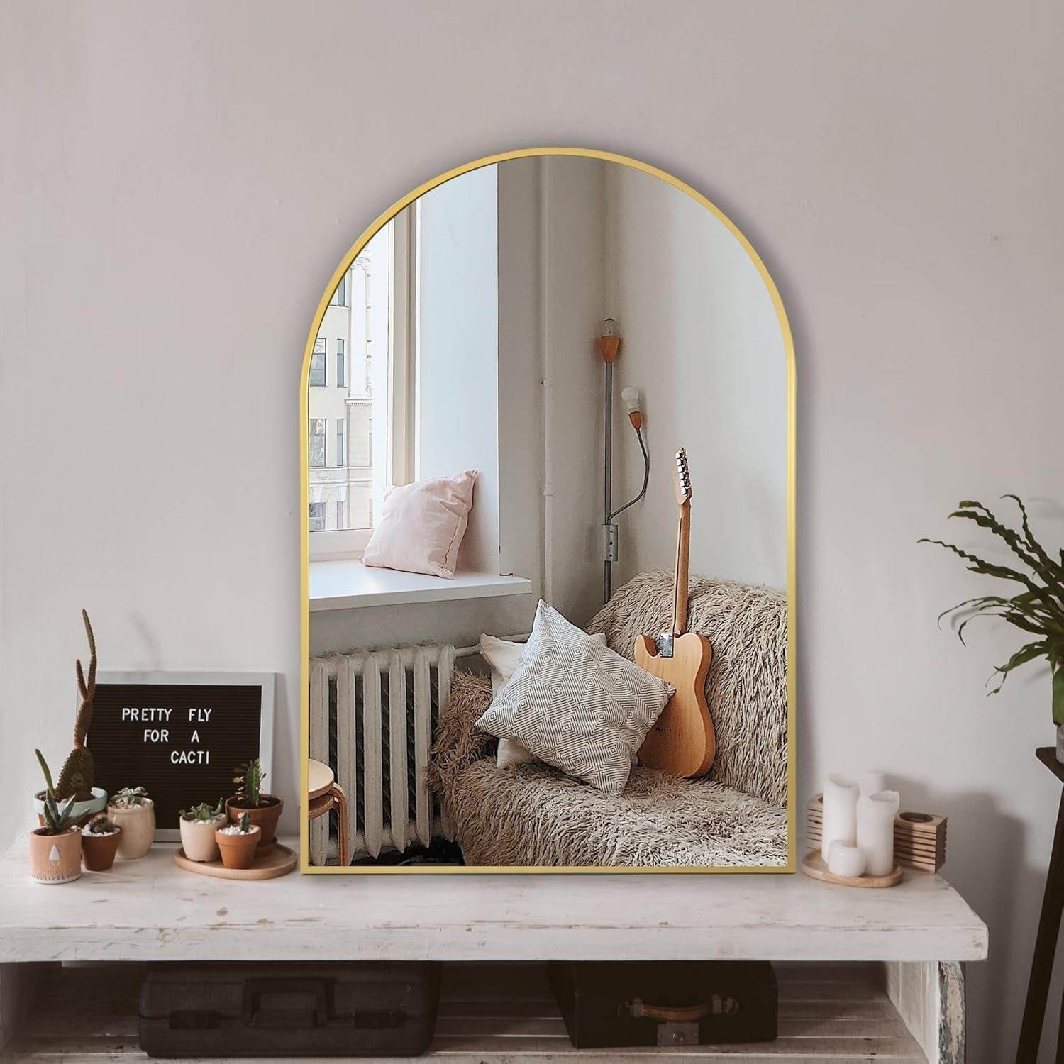 Gold Arched Wall Mirror: Bathroom, Vanity, Living Room - Loft&Timber