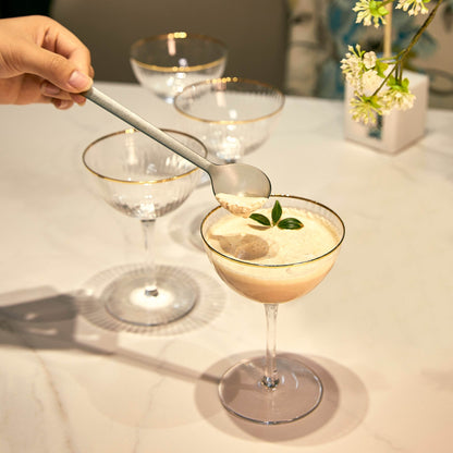 The Wine Savant Gold Rim Glasses 6 oz, Set of 4 Gold Rim Classic Manhattan Glasses For Martini, Cocktails, Champagne, Water & Wine - Classic Coupes Gilded Rimed, Crystal with Stems, Coupe - Loft&Timber