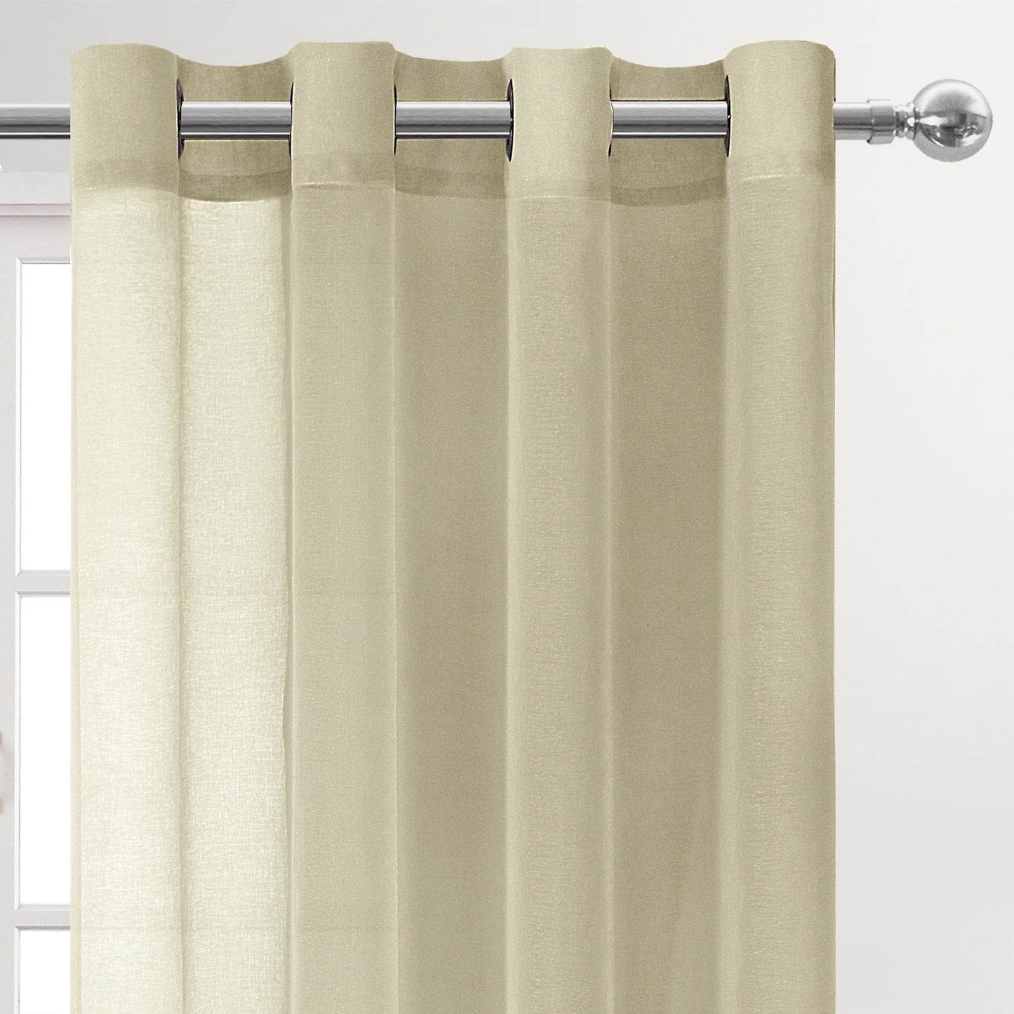 Custom Curtains: Faux Linen Sheer Curtains, Set of 2 Panels - Loft&Timber