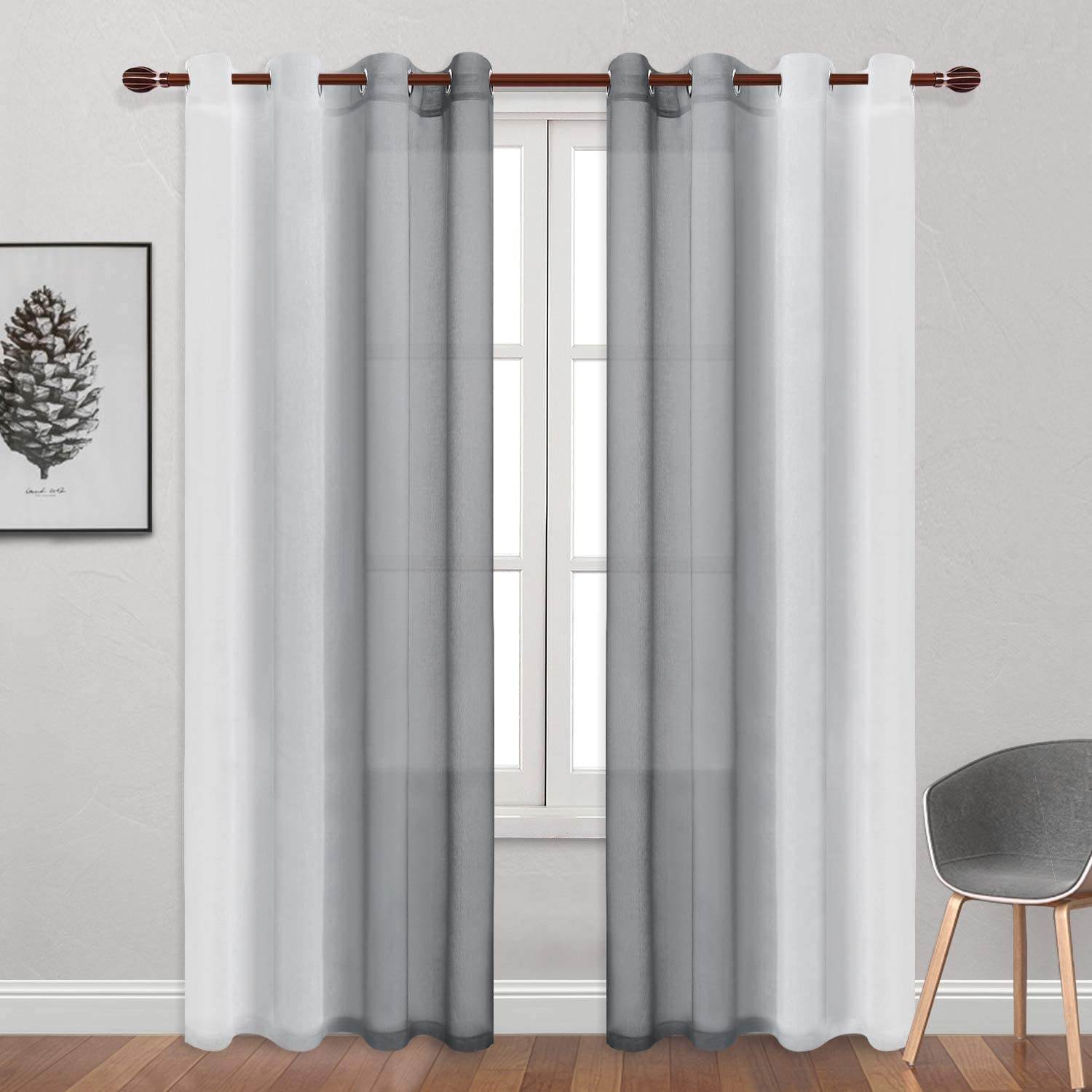 Custom Curtains: Ombre Sheer Curtains, Set of 2 Panels - Loft&Timber