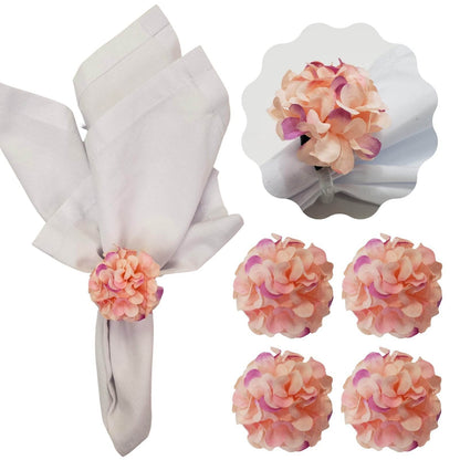 Charlo's Set of 4 Light Pink Flower Chrysanthemum Charm Napkin Rings for dining table decor - Loft&Timber