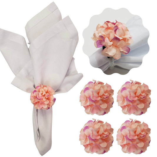 Charlo's Set of 4 Light Pink Flower Chrysanthemum Charm Napkin Rings for dining table decor - Loft&Timber
