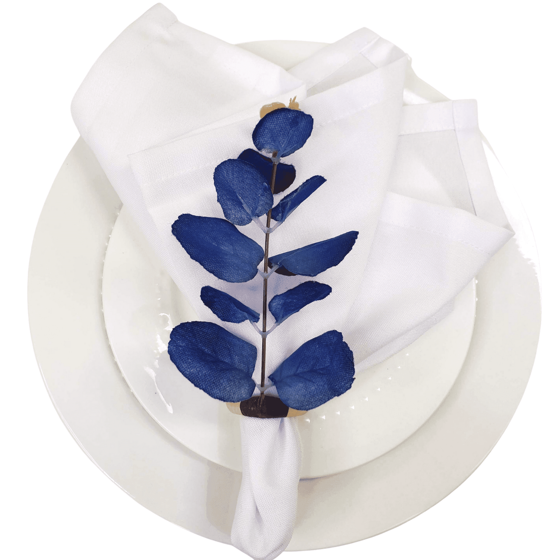 Set 4 Blue Eucalyptus Leaf Napkin Rings, Rustic Napkin Ring, Minimalist Tabledecor, Oriental Tabledeco - Loft&Timber