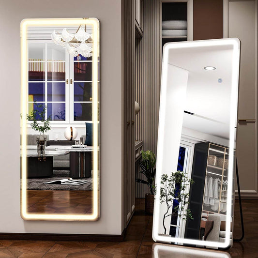 26X68 Inch Full Length Mirror with Lights, Full Body Mirror - Loft&Timber