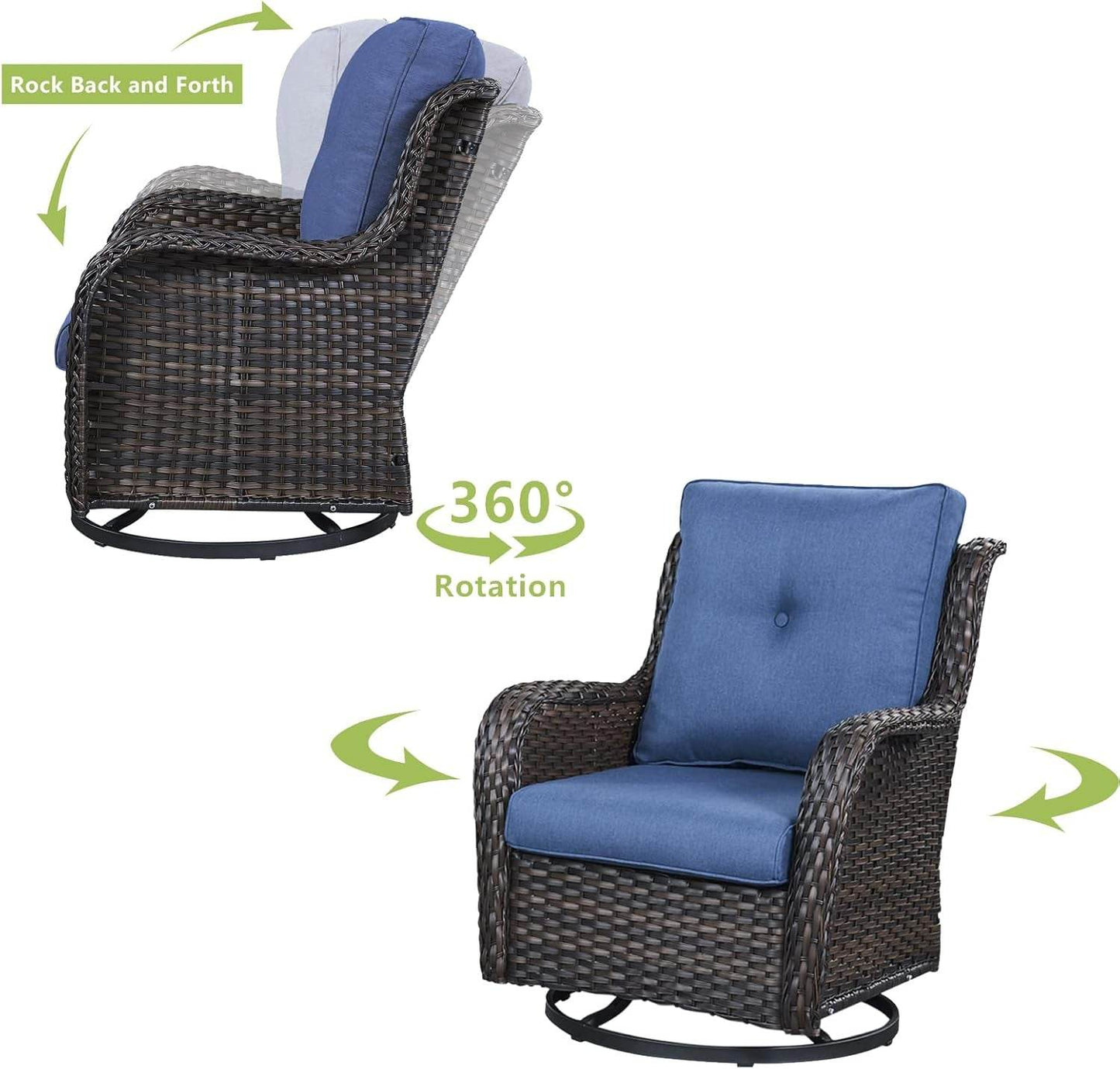 Patio Furniture 6 Pieces Outdoor Furniture Set Wicker Outdoor Sectional Sofa with Swivel Rocking Chairs,Patio Ottomans,Patio Coffee Table - Loft&Timber