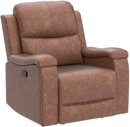 Leather Recliner Chair, Classic and Traditional Manual Recliner Chair with Overstuffed Arms and Back, Manual Single Sofa with Concealed Cup Holders, Brown - Loft&Timber