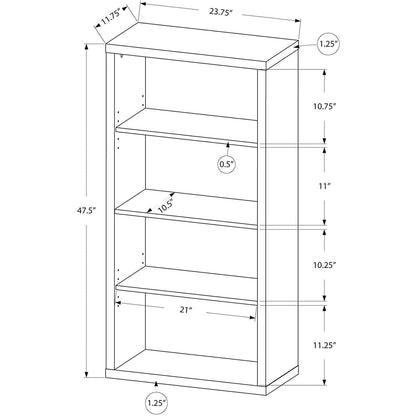 Adjustable 3-Shelf Bookcase - 48”H (Brown) - Loft&Timber