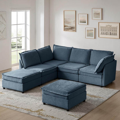 127'' Modular Sectional Sofa, Blue - Loft&Timber