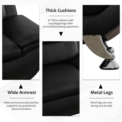 3 Piece Living Room Couch Set, Faux Leather Sofa Set, Modern Sofa Couch Set Living Room Furniture (Sofa+Loveseat+Chair, Black) - Loft&Timber
