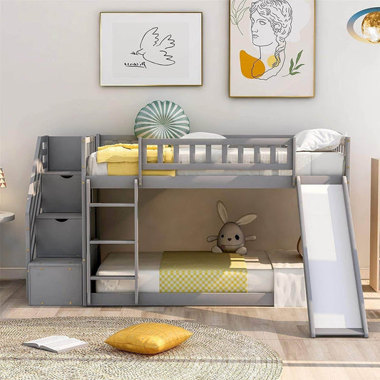 Twin Metal Bunk Beds with Guard Rail - Loft&Timber