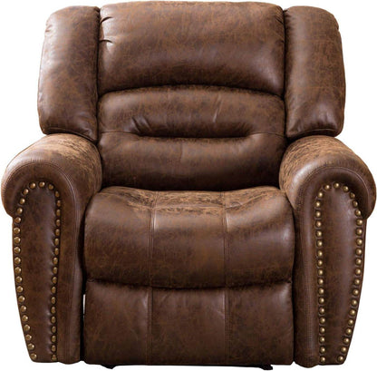 Electric Recliner Chair W/Breathable Bonded Leather, Classic Single Sofa Home Theater Recliner Seating W/USB Port (Nut Brown) - Loft&Timber