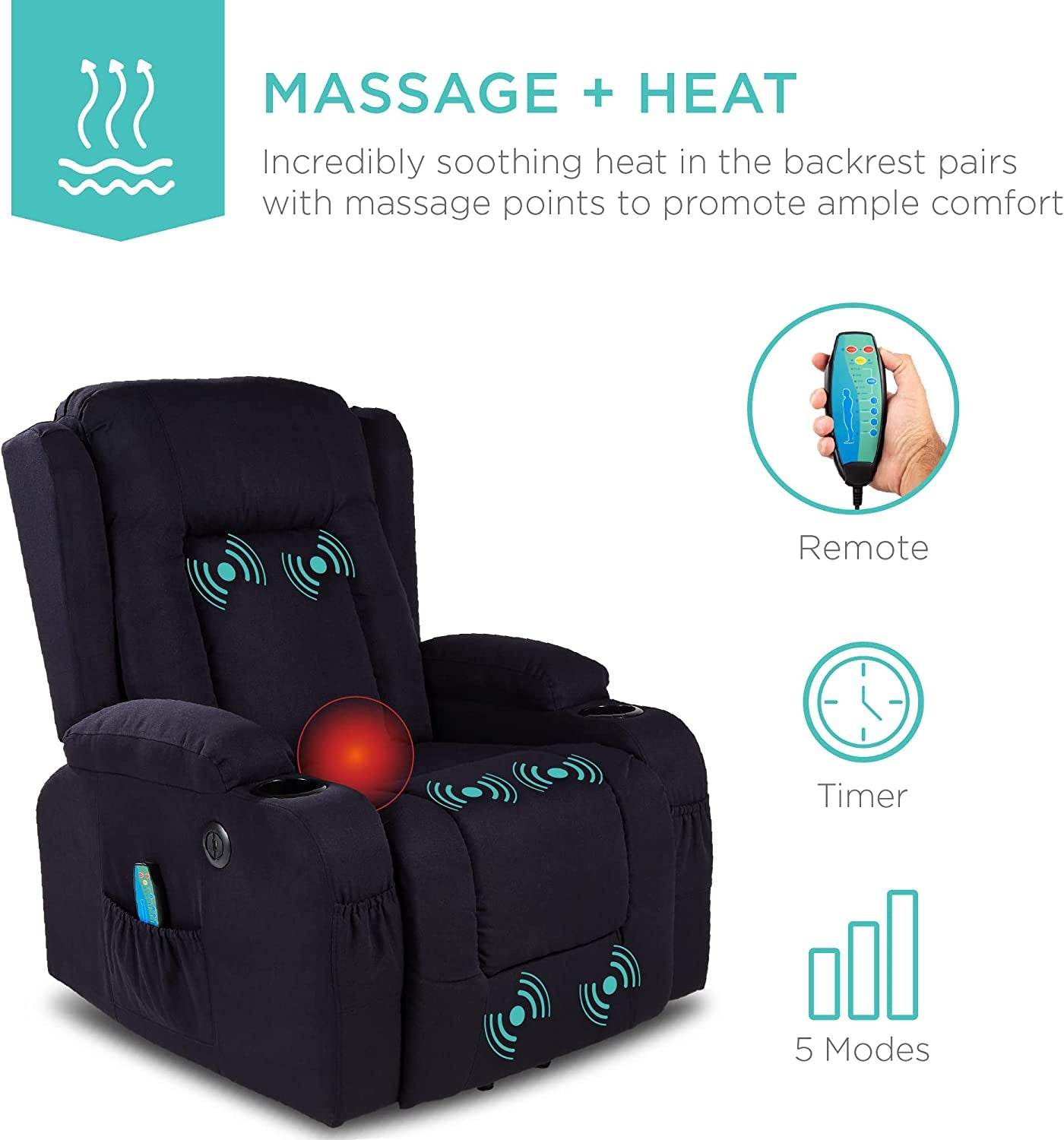 Electric Power Lift Linen Recliner Massage Chair (Black) - Loft&Timber