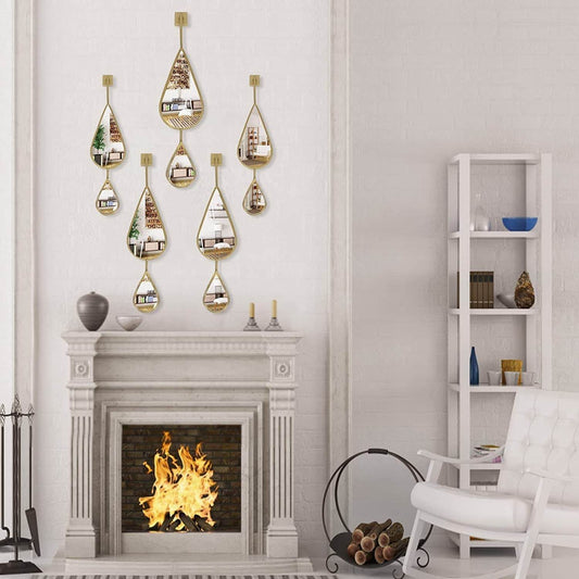 Wall Mirror Decorative Mirrors Mounted Decor Tear Drop Shape Gold for Bedroom Living Room Entryway Bathroom Vanity,5-Pack - Loft&Timber