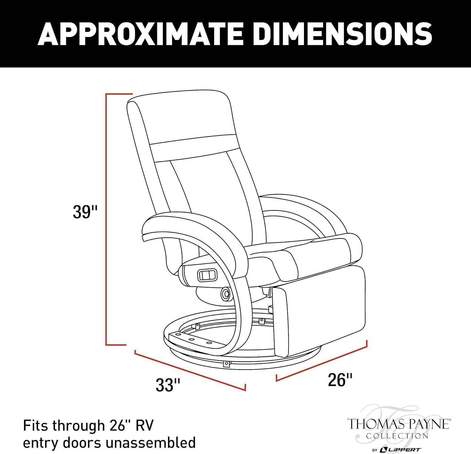 RV Euro Recliner with Footrest , Vinyl - Millbrae - Loft&Timber
