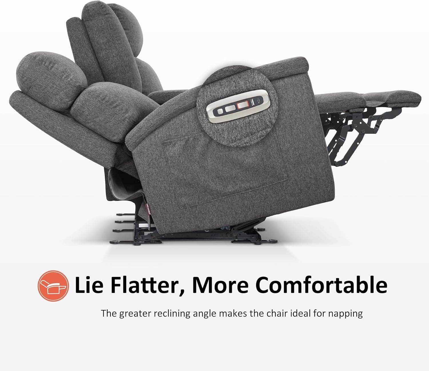 Power Loveseat Recliner Massage, Heat, Headrest, USB-C - Loft&Timber